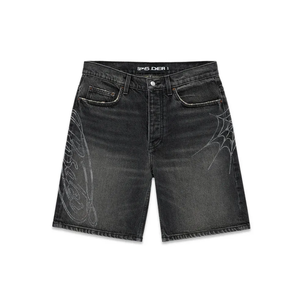 SP5DER SCRIPT WEB DENIM SHORT BLACK