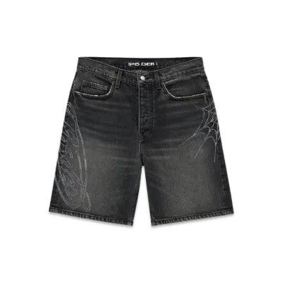 SP5DER SCRIPT WEB DENIM SHORT BLACK
