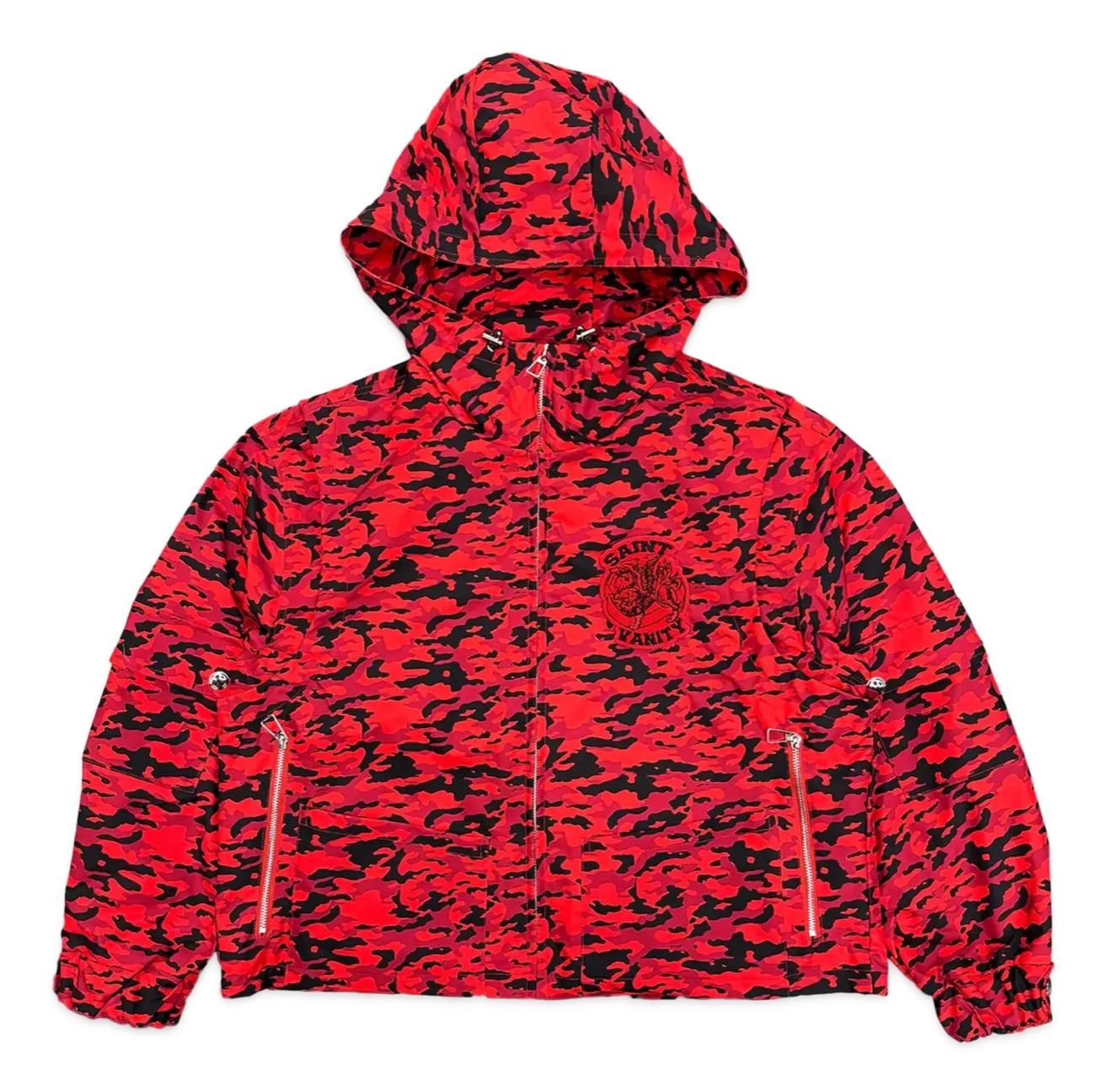 SAINT VANITY NYLON HOODED RED TIGER CAMO JACKET