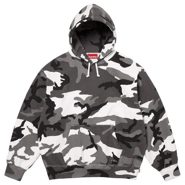 SUPREME SATIN APPLIQUE HOODIE SWEATSHIRT SNOW CAMO