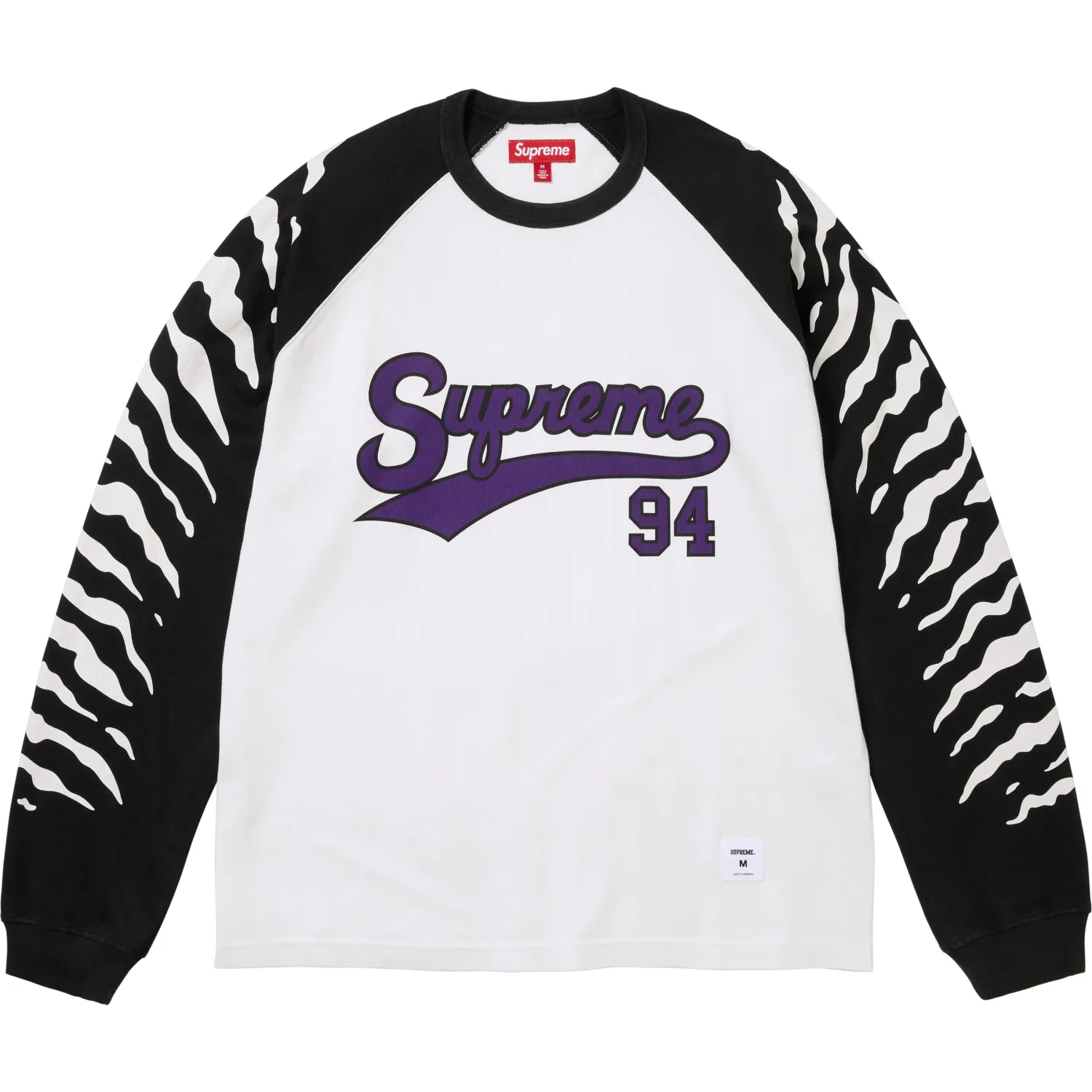 SUPREME RAGLAN L/S TOP WHITE/PURPLE