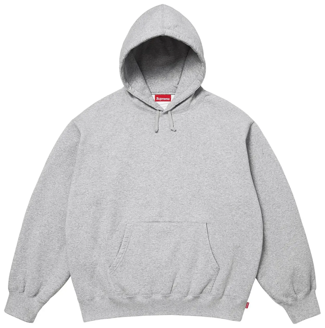 SUPREME SATIN APPLIQUE HEATHER GREY HOODED SWEATSHIRT