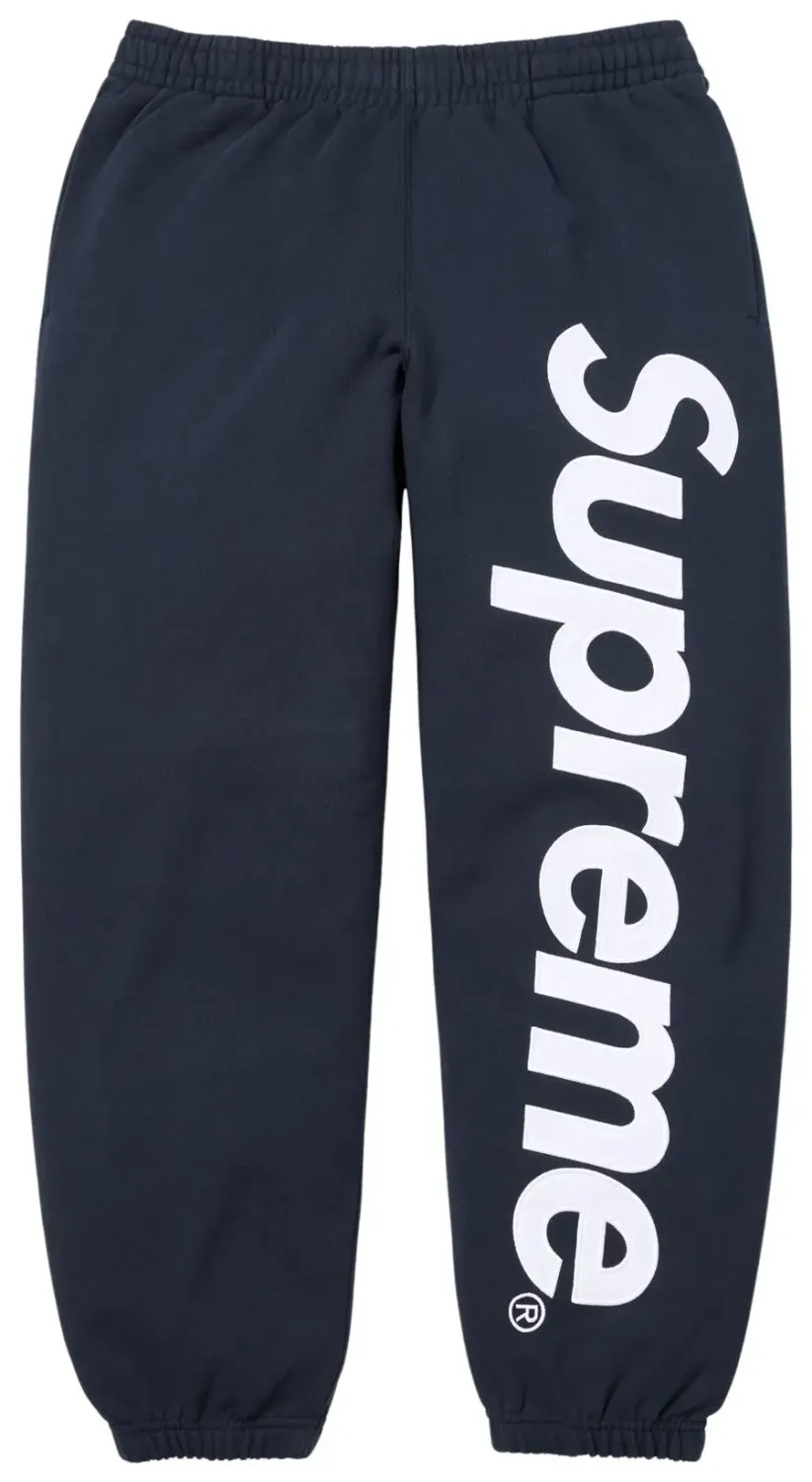 SUPREME SATIN APPLIQUE NAVY SWEATS