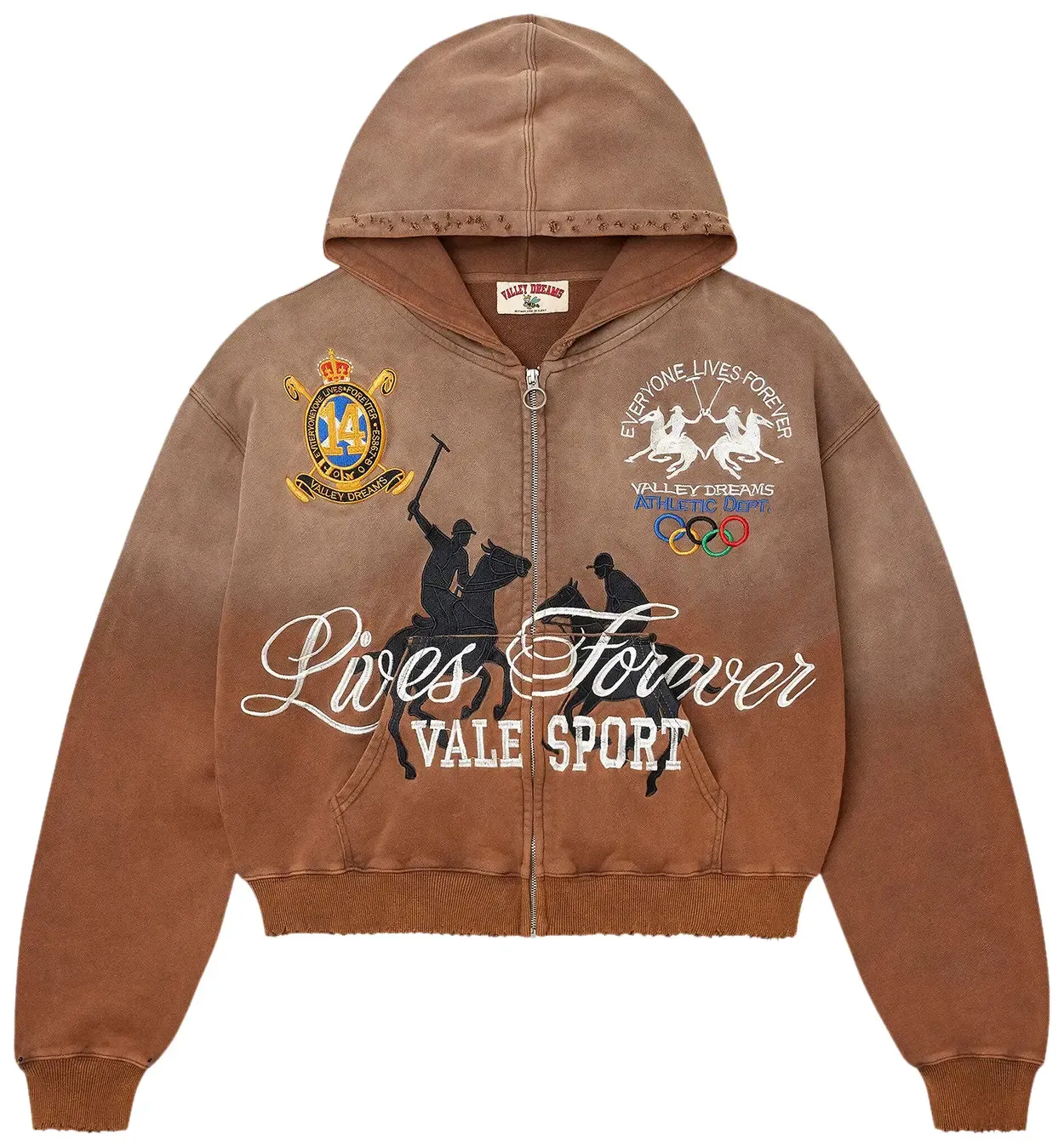 VALE VANDERBILT BROWN ZIP UP
