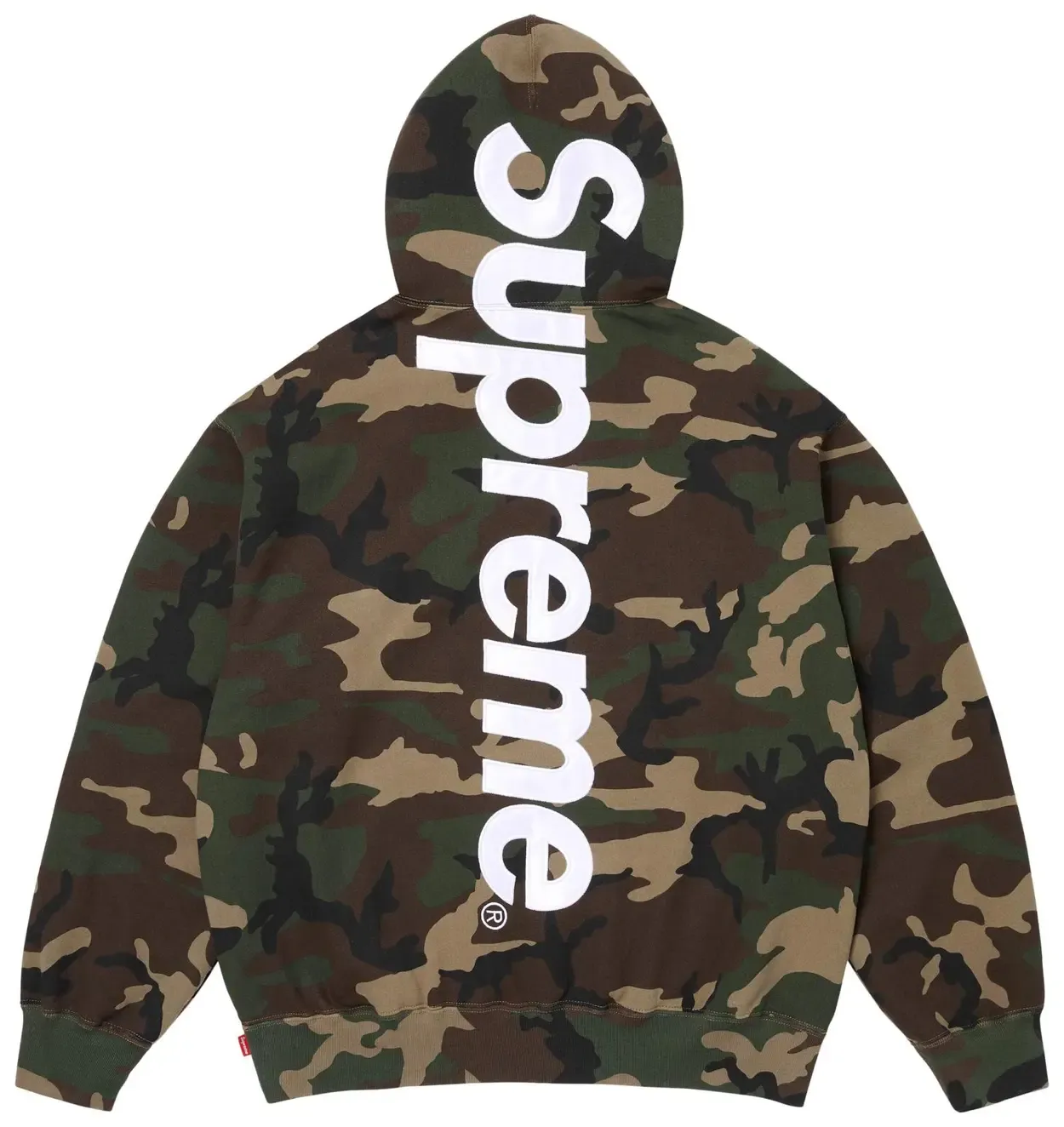 SUPREME SATIN APPLIQUE CAMO HOODED SWEATSHIRT