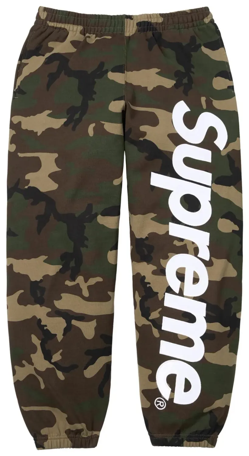 SUPREME SATIN APPLIQUE CAMO SWEATPANT