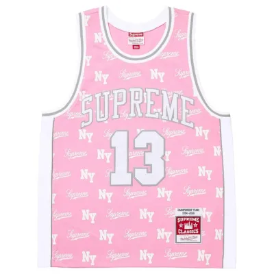 SUPREME M&amp;N MONOGRAM BASKETBALL JERSEY PINK