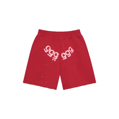 SP5DER ANGEL NUMBER SWEAT SHORTS MERLOT
