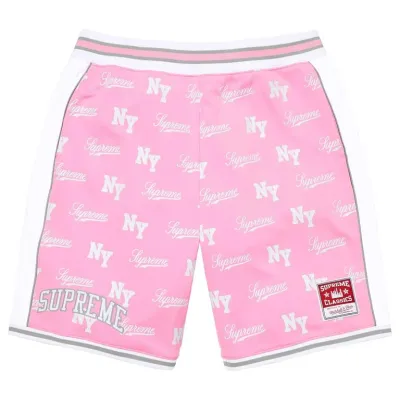 SUPREME M&amp;N MONOGRAM BASKETBALL SHORTS PINK