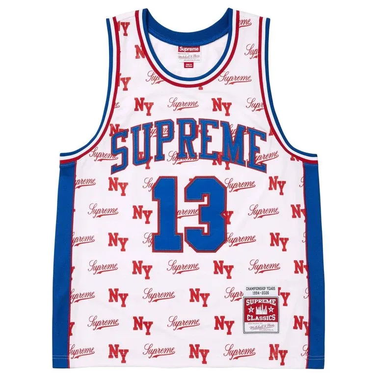 SUPREME M&amp;N MONOGRAM BASKETBALL JERSEY WHITE
