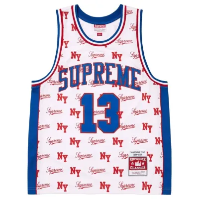 SUPREME M&amp;N MONOGRAM BASKETBALL JERSEY WHITE