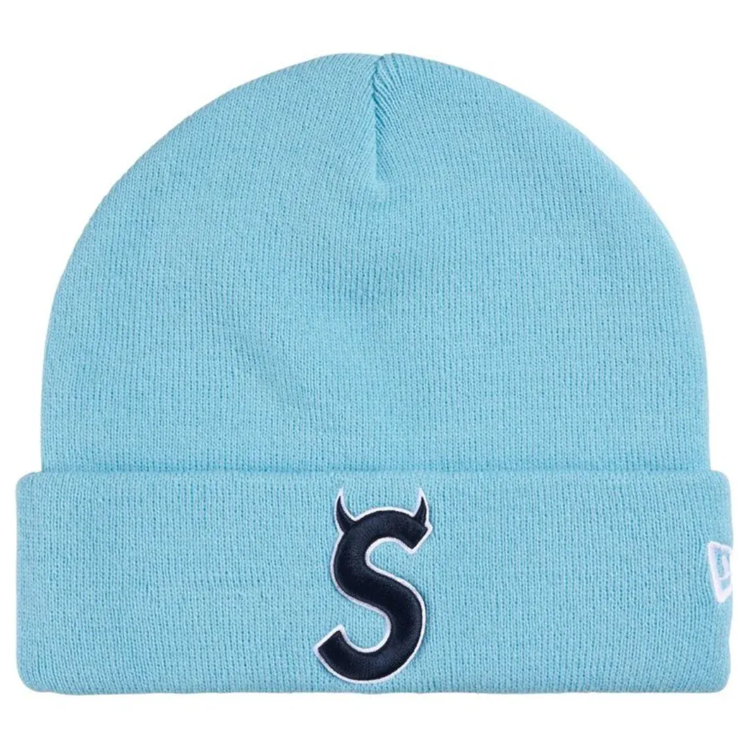 SUPREME DEVIL S LOGO LIGHT BLUE BEANIE