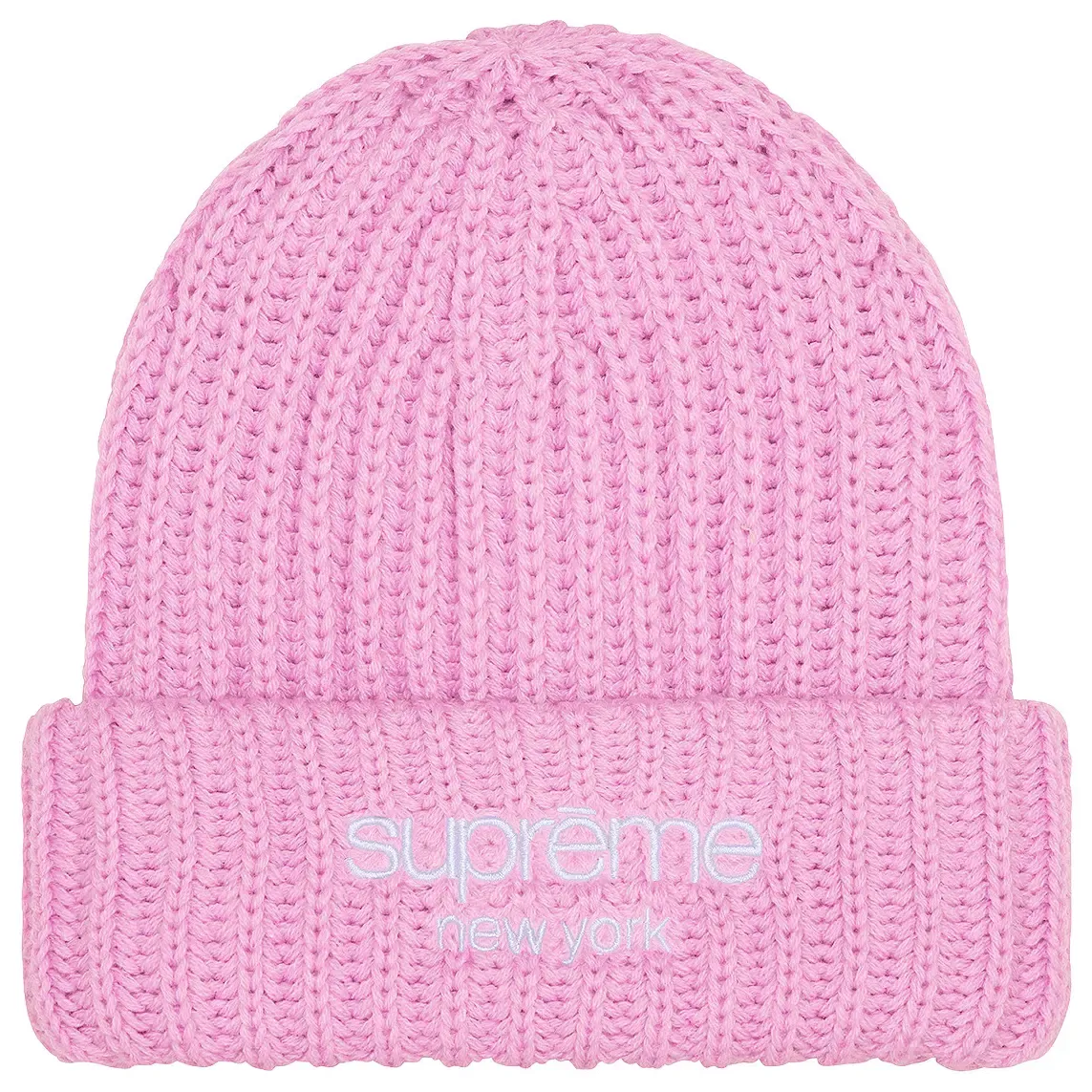SUPREME CHUNKY RIB CLASSIC LOGIO PINK BEANIE