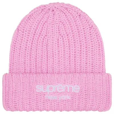 SUPREME CHUNKY RIB CLASSIC LOGIO PINK BEANIE