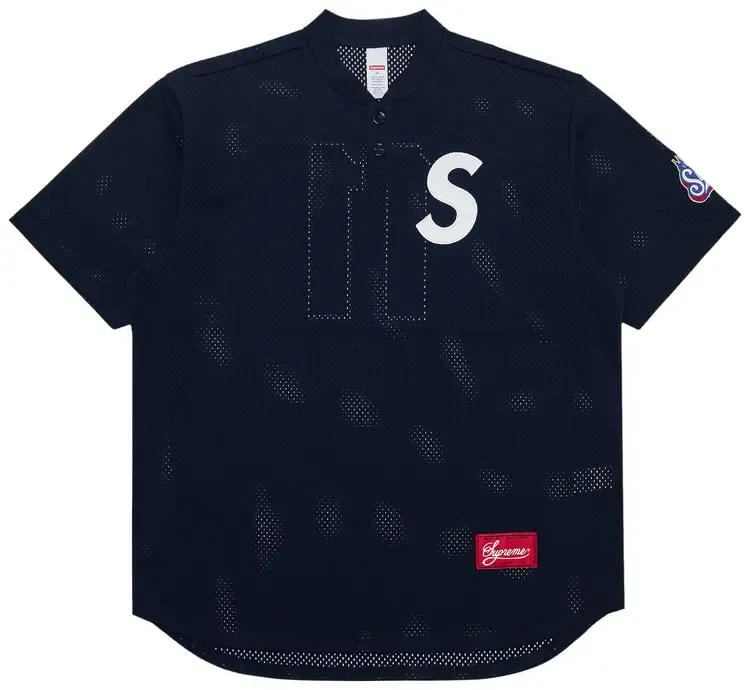SUPREME S LOGO BASEBALL HENLEY NAVY