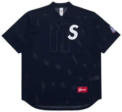 SUPREME S LOGO BASEBALL HENLEY NAVY