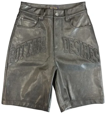 BOTTEGA DESIRES LEATHER SHORTS GREY