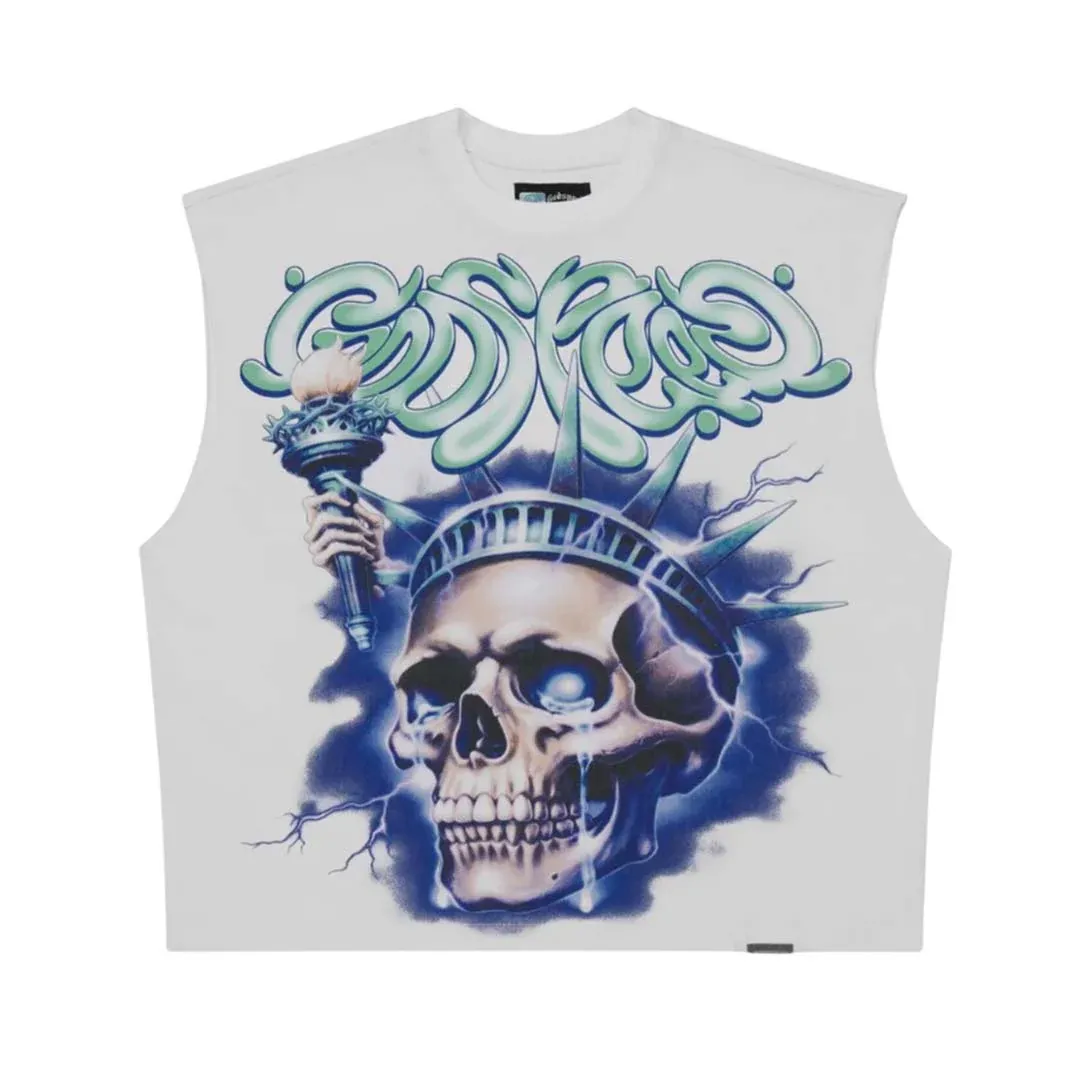 GODSPEED LIBERTY TEARS SLEEVELESS TEE WHITE