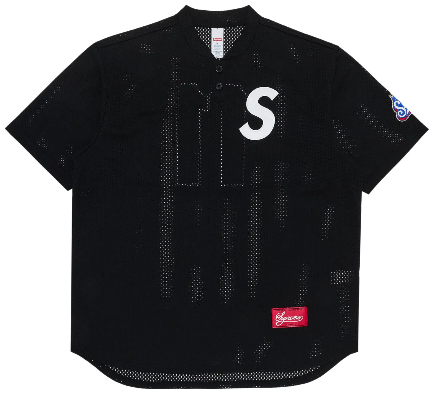 SUPREME S LOGO BASEBALL HENLEY BLACK