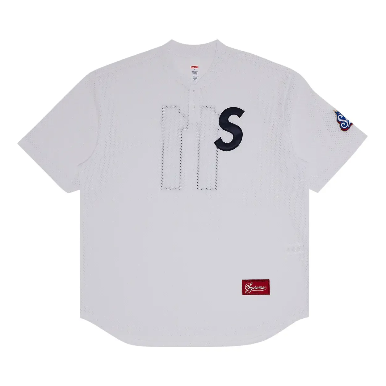SUPREME S LOGO BASEBALL HENLEY WHITE