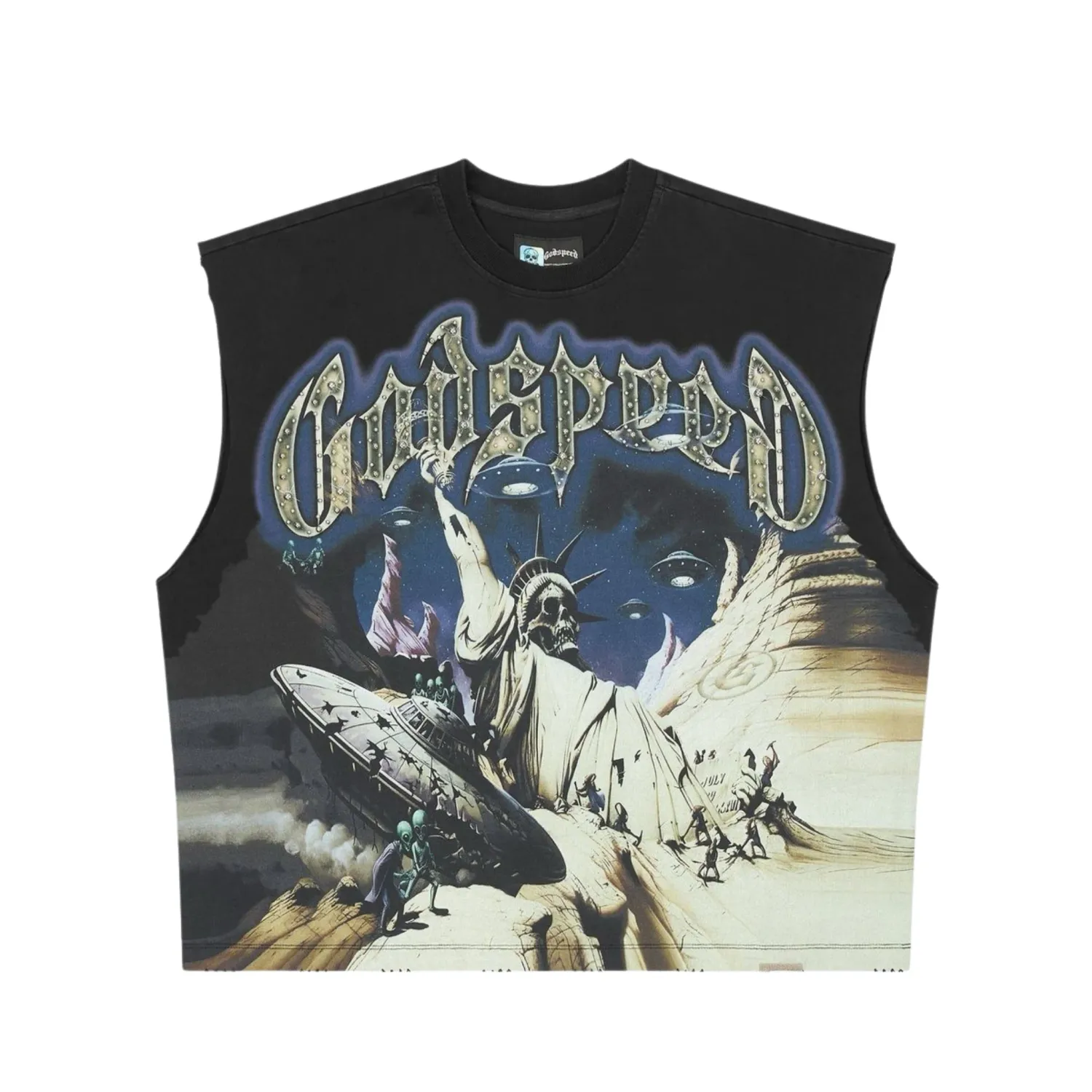 GODSPEED THE LANDING SLEEVELESS BLACK