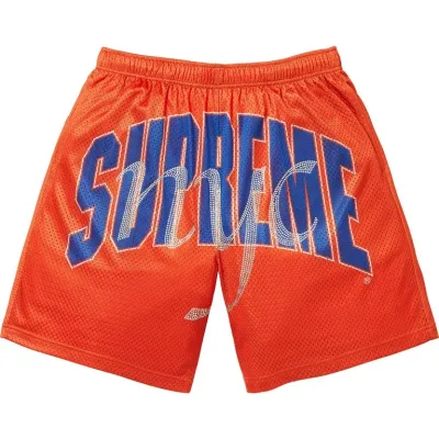 SUPREME RHINESTONE MESH SHORTS ORANGE