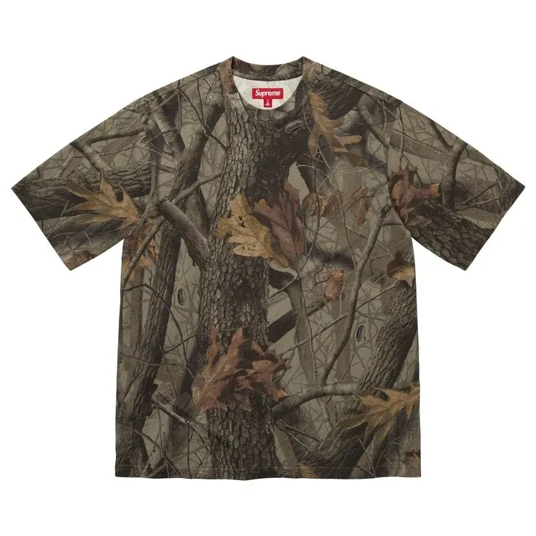SUPREME RHINESTONE SCRIPT S/S TEE REAL TREE CAMO