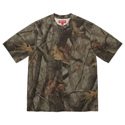 SUPREME RHINESTONE SCRIPT S/S TEE REAL TREE CAMO