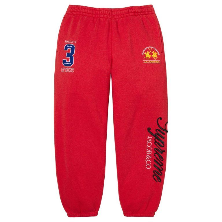 SUPREMExLA MARTINAxJACOB &amp; CO ZIP UP SWEATPANT RED