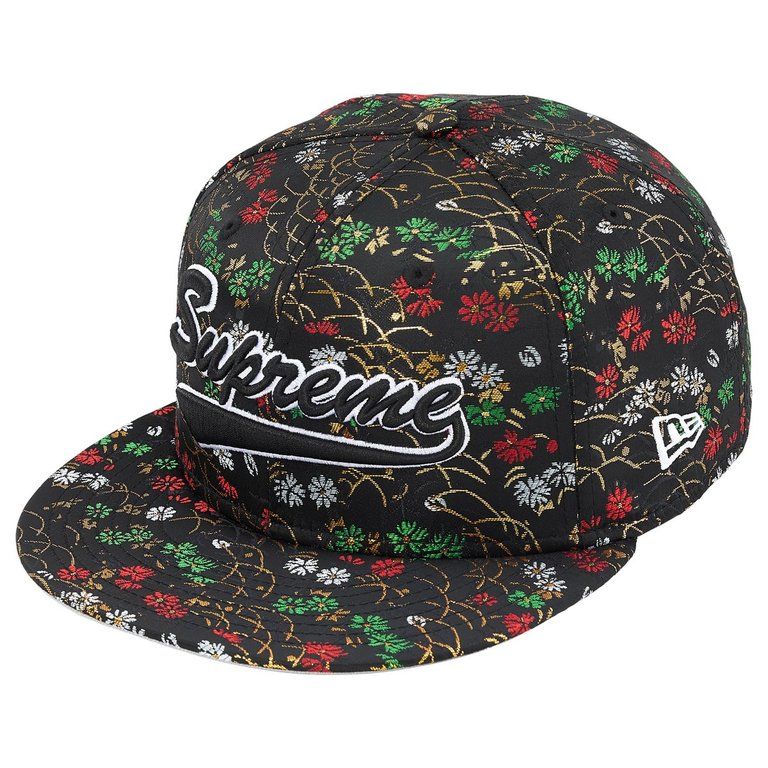 SUPREME FLORAL JACQUARD NEW ERA BLACK FITTED HAT