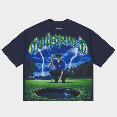 GODSPEED NO MULLIGANS TEE NAVY