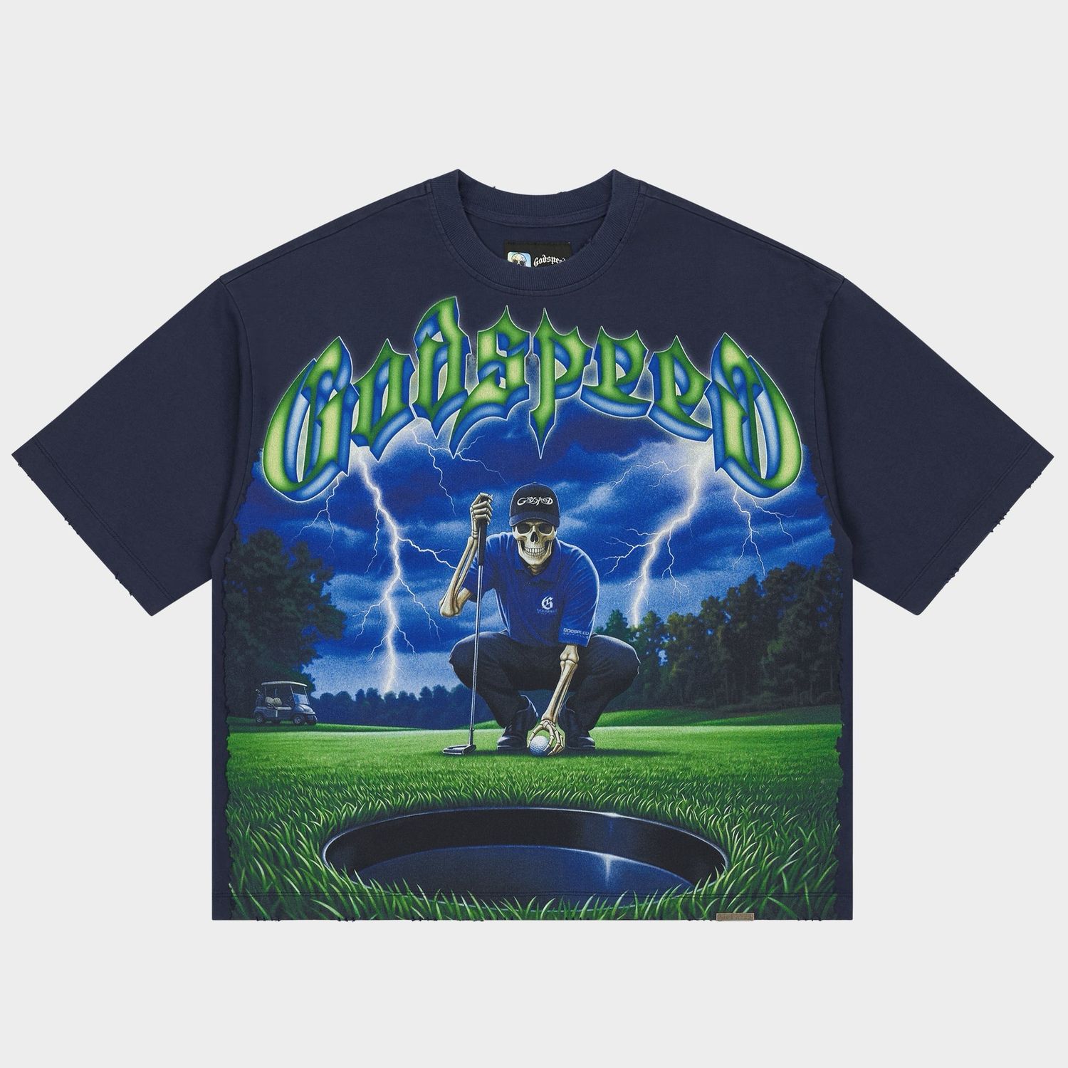 GODSPEED NO MULLIGANS TEE NAVY