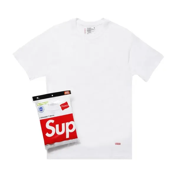 SUPREME  X HANES WHITE TEE 3 PK