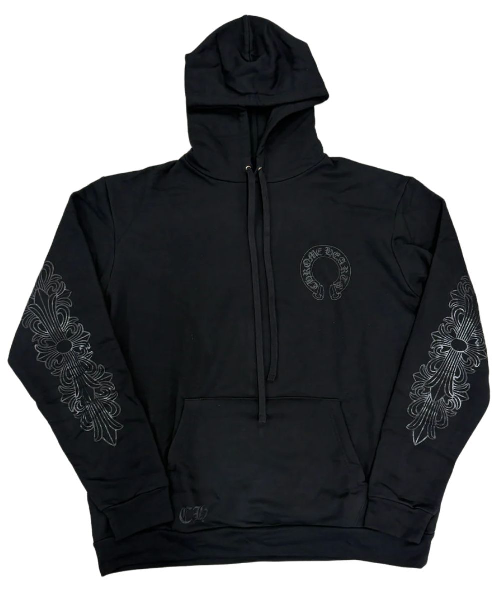 CHROME HEARTS BLACKED OUT HORSESHOE LOGO HOODIE