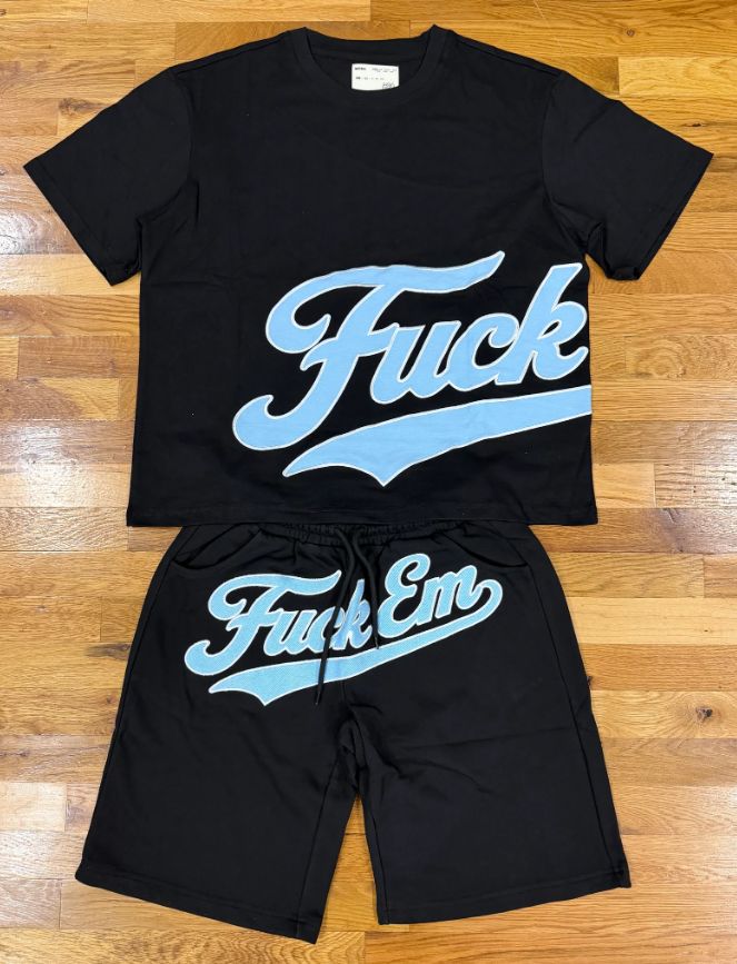 FUCK EM BLACK/ LIGHT BLUE SET