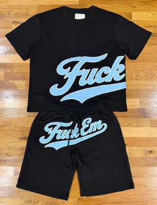 FUCK EM BLACK/ LIGHT BLUE SET