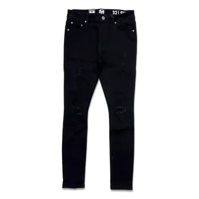 MOTION DENIM RIPPED DARK KNIGHT STRETCH JEANS