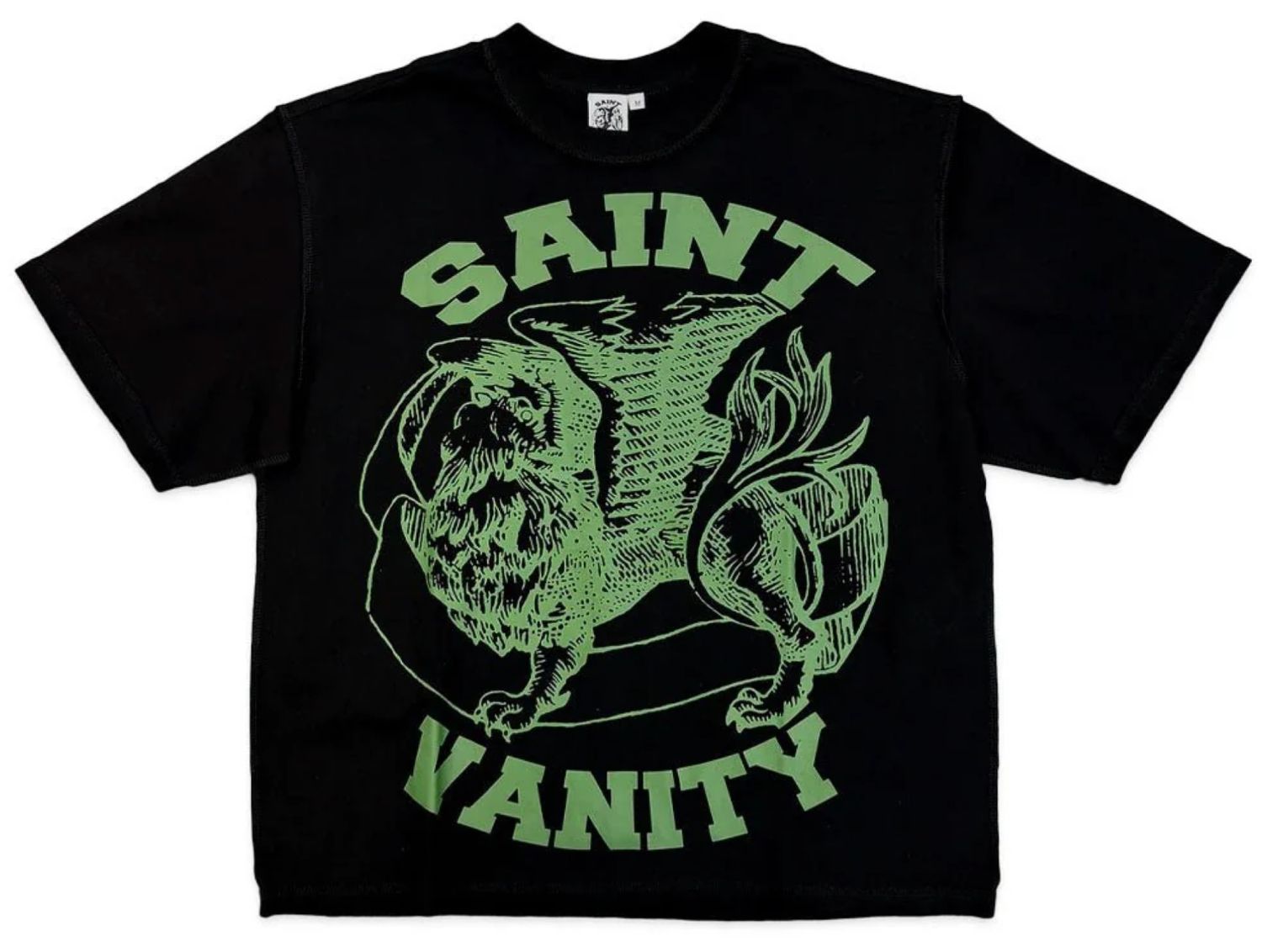 SAINT VANITY BLACK AND GREEN GRIFFIN TEE