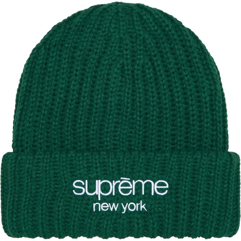 SUPREME DARK GREEN RIBBED BEANIE