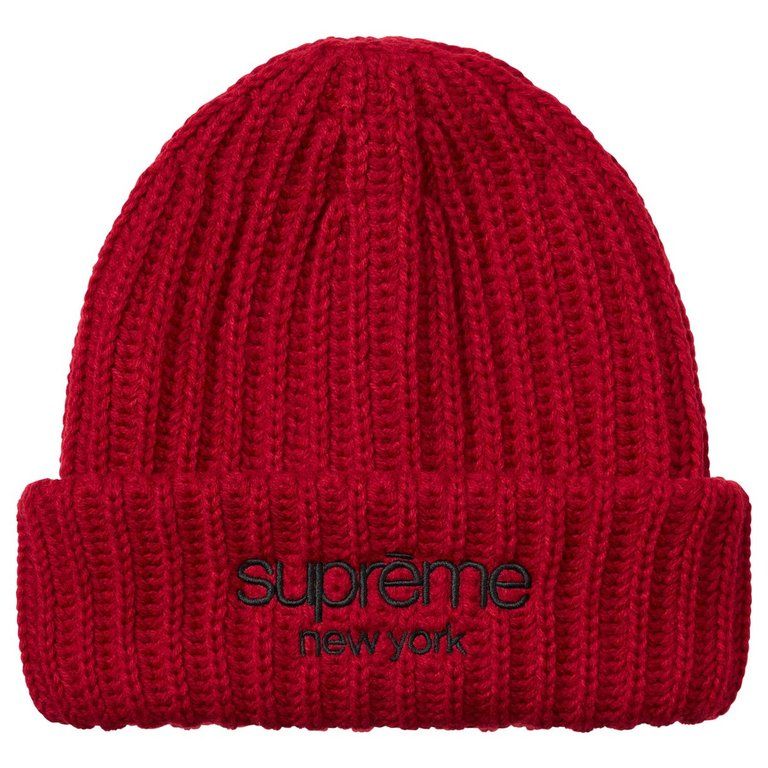 SUPREME LOGO CHUNKY RIBBED BEANIE RED