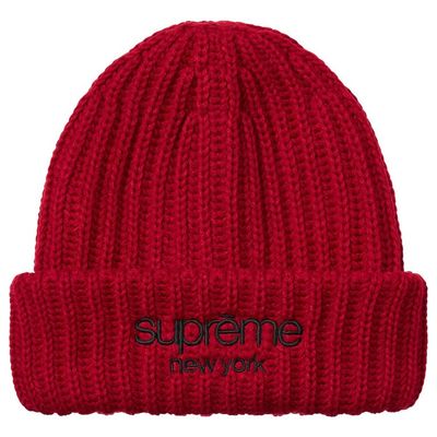 SUPREME LOGO CHUNKY RIBBED BEANIE RED