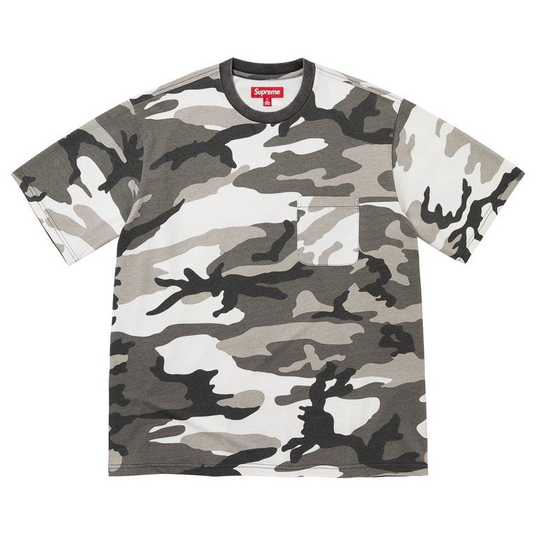 SUPREME CRACKED POCKET SS TOP SNOW CAMO