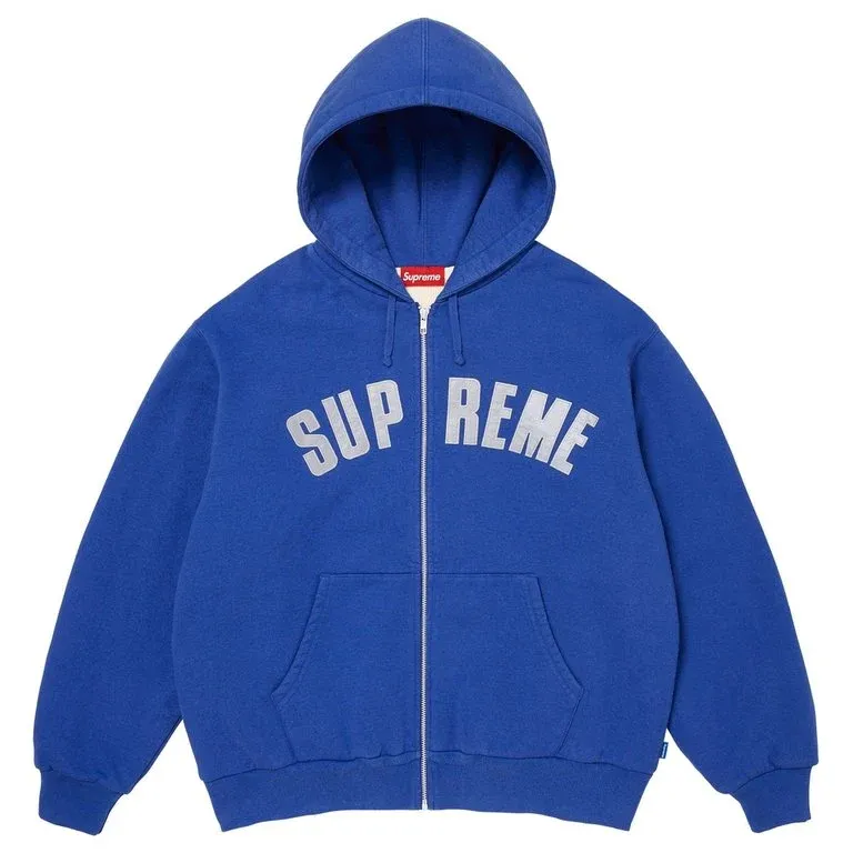 SUPREME ARC THERMAL LINED ZIP UP HOODED SWEATSHIRT BLUE
