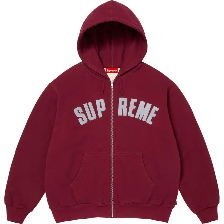 SUPREME ARC THERMAL LINED ZIP UP SWEATSHIRT CARDINAL