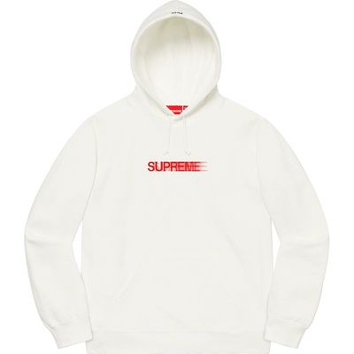 SUPREME MOTION HOODED SWEATSHIRT WHITE/RED
