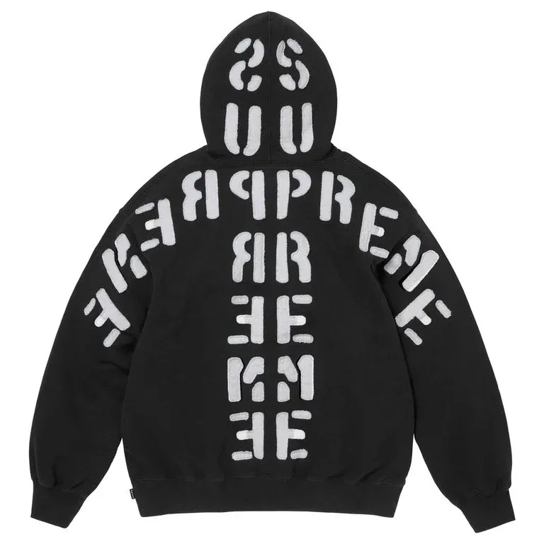 SUPREME MIRROR APPLIQUE HOODED SWEATSHIRT BLACK