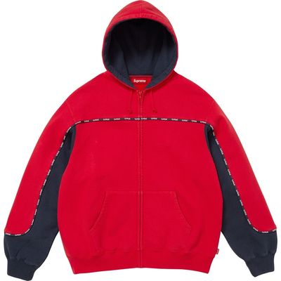 SUPREME PIPING ZIP UP HOODED SWEATSHIRT RED