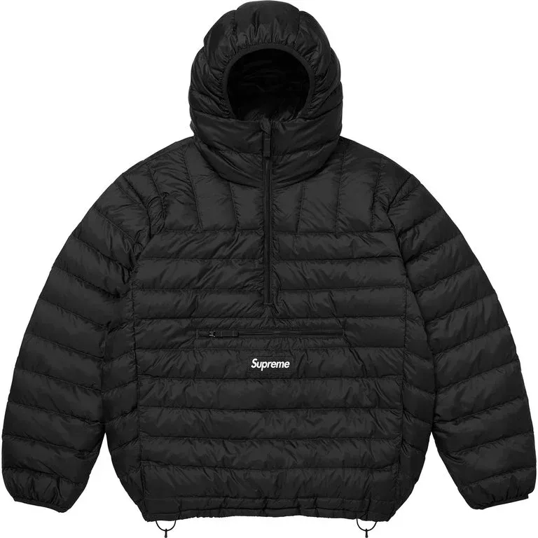 SUPREME MICRODOWN HALFZIP HOODED PULLOVER BLACK