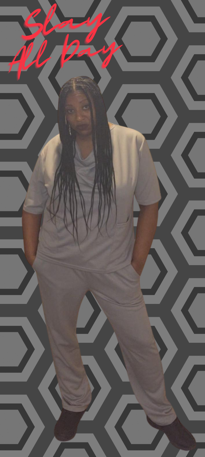 2-Piece Short Sleeve Cowl Neck Medical Uniform set