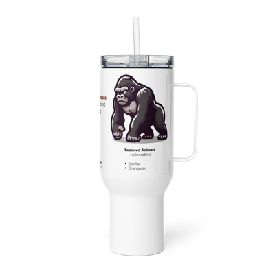 Travel Mug Featuring Adorable Gorilla and Orangutan